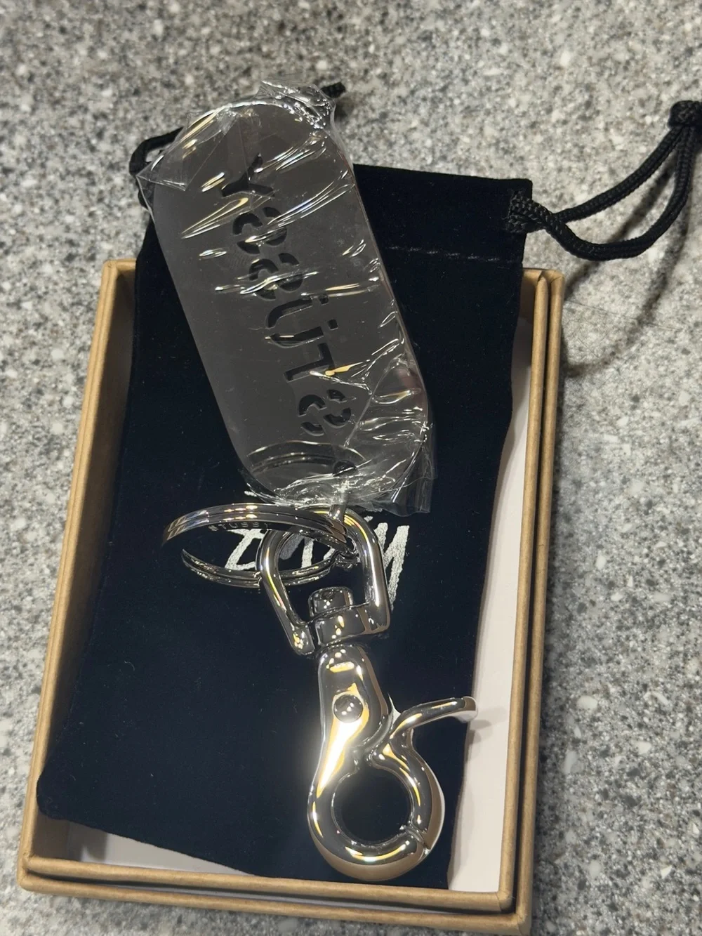 Stussy Silver Logo Tag Key Clip